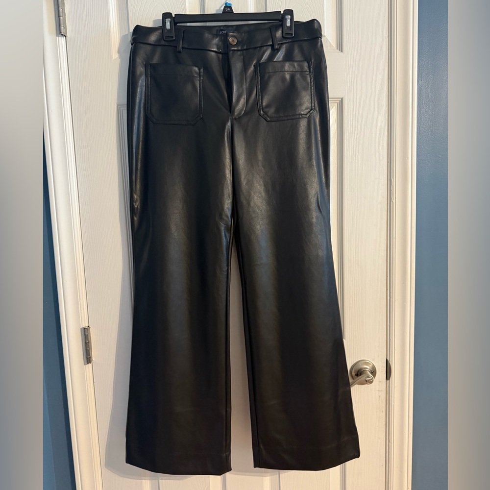 J.Crew Faux Leather Wide-Leg Pants‎ Black Size 31